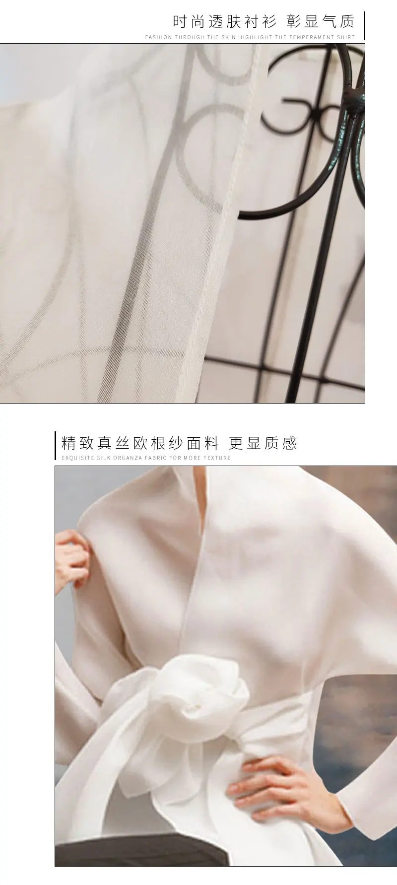 Silk Shirts Women Ogen Long Sleeve Blouse High-end Custom Sashes Shirts for Women Stand Collar Ladies Tops