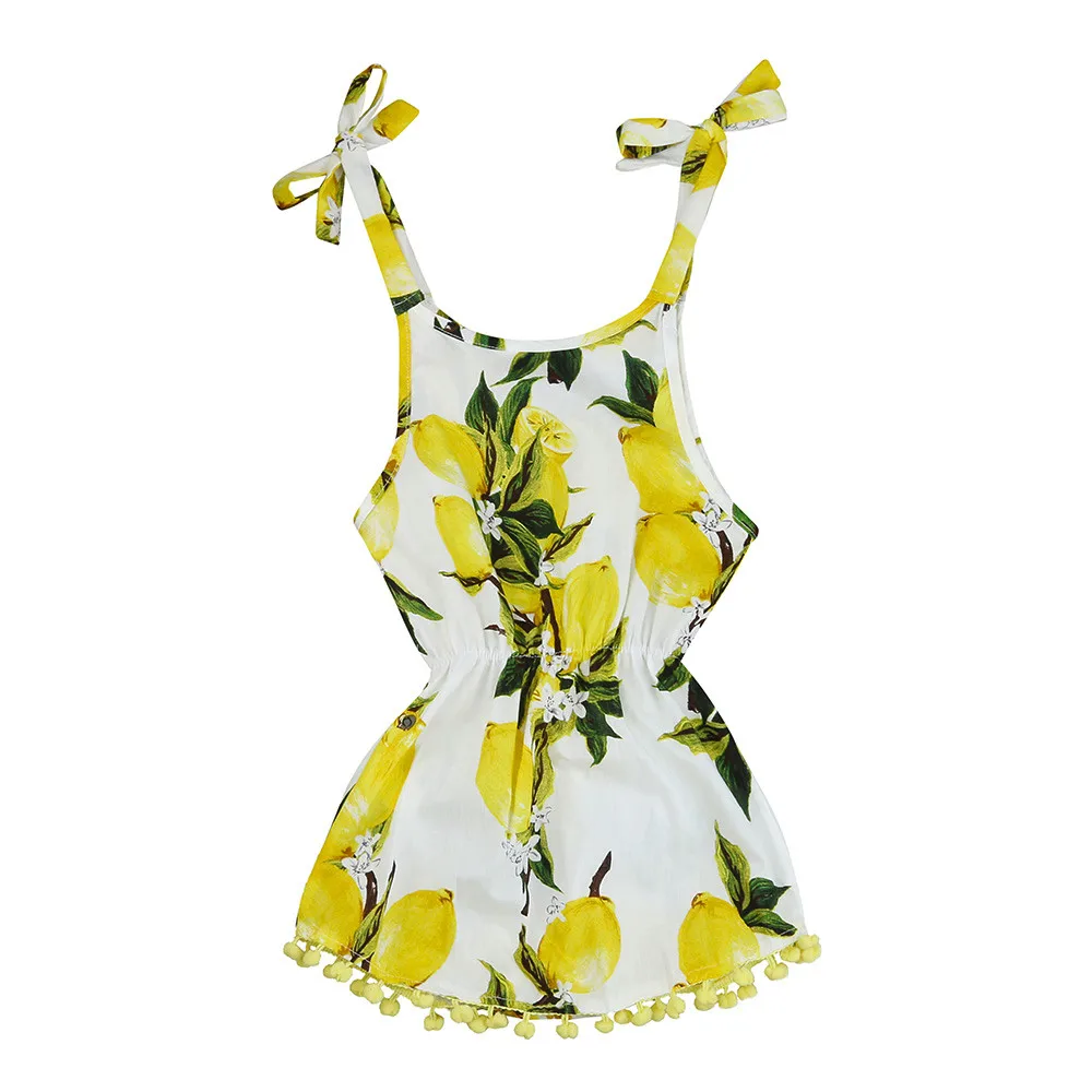 

Summer New Fashion Baby Girls Toddler Infant Lemon Tassel Print Princess Cute Dress Sundress Wholesale Free Ship Z5
