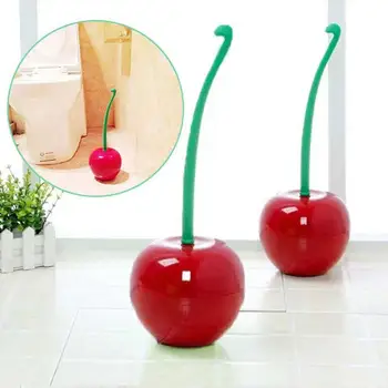 

1PC Lovely Cherry Shaped Toilet Brush Lavatory Cleaning Tool Washroom Brush w/Holder Plastic Bathroom Decor Accessories