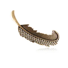 Заколки для волос для Для женщин изысканный головной убор из перьев ветер винтажные, в виде листика перо полный алмазов шпильки листья G0508