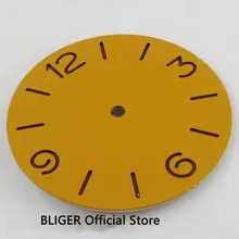 38,9 мм желтый стерильный сэндвич-циферблат подходит для ETA 6497 6498 ручной обмотки 5A