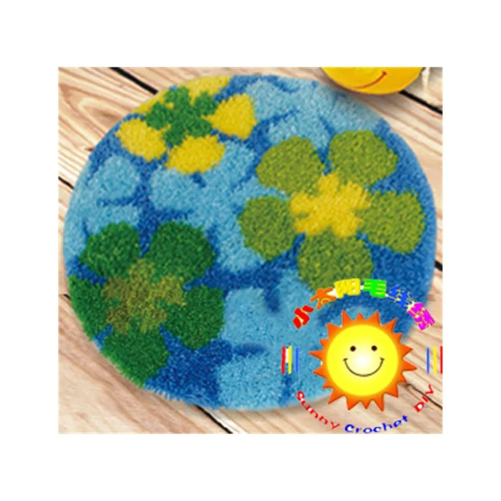 

DIY Mat Needlework Kit Unfinished Crocheting Rug Yarn Embroidery Set free shipping Diy mat needlework crocheting flower 50*50cm