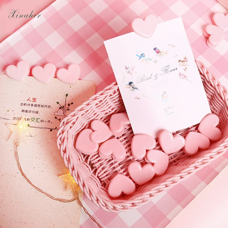 

XINAHER 1pc Small Size 3cm Mini plastic Clips For Photo Clips Clothespin Craft Decoration Heart Shape bag Clips