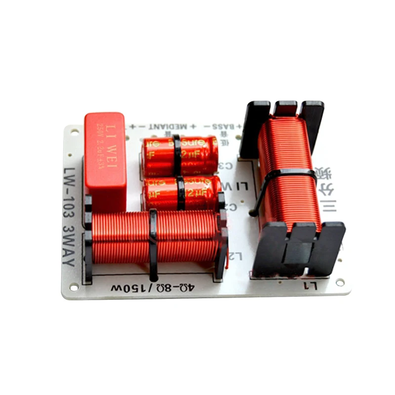 2Pcs 200W Audio Speaker 3 Way Crossover Treble Bass Frequency Divider Filter