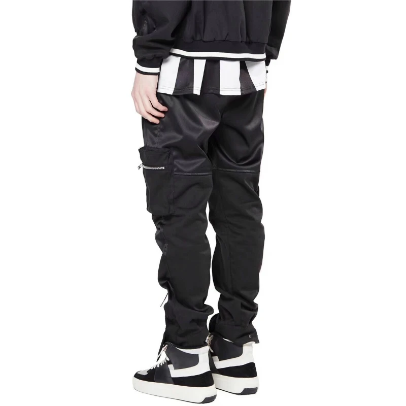 Хип-хоп нейлоновые лоскутные брюки-карго для мужчин, уличная одежда с застежкой на лодыжке, свободные брюки для бега