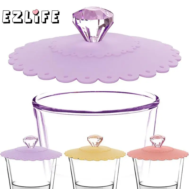 

Lace Dust Proof Leakp Roof Reusable Silicone Diamond Cup Lid Insulation Cover Thermal Insulation Cup Cover Seal Cover ZH01729