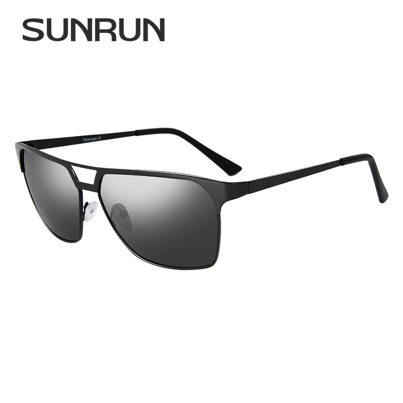 

SUNRUN Fashion Square Polarized Sunglasses Men Brand Designer Alloy Frame Sun Glasses UV400 Eyewear With Case T20016