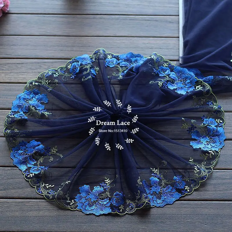 

Free shipping 2 Yards Lace Trim flowers Embroidered black Tulle Lace 8.27 Inches Wide High Quality