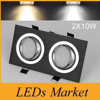 

New Arrvial 10w 2x10w 3x10w Black Shell Led Recessed Down Lights dimmable AC 90-260V Warm/Cool White + Drivers CE UL SAA