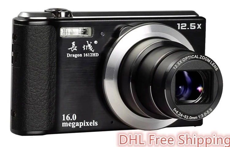 DHL Free Ship Dragon 1612HD Digital Camera Photo Camera 16MP 720P HD Video 12.5x Optical Zoom 2.7