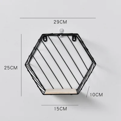 Nordic Утюг Гексагональной сетки настенный стеллаж для хранения полка стене висит геометрический рисунок отделка стен Гостиная декоративная полка - Цвет: 1