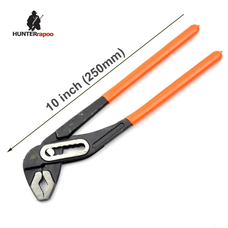 Goede HUNTERrapoo 10 INCH 260mm Straight Type Carbon Staal Materiaal Waterpomp Tang Moersleutel Groef Tang Plumping Gereedschap Cutter