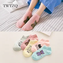 TWTZQ 5 пара/лот Новая мода женские носки в стиле хараджуку милые кошки с принтом носки для девочек Творческий Повседневное хлопчатобумажные забавные носки для женщин