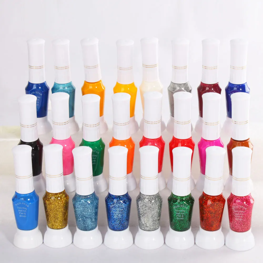 

24 Color two-way Nail Art Pen &Brush UV Gel Nail Polish For Beauty  Free shipping