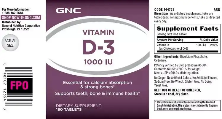 Импорт из США GNC витамин D3 5000IU 180 таблеток 1 бутылка способствующая поглощению