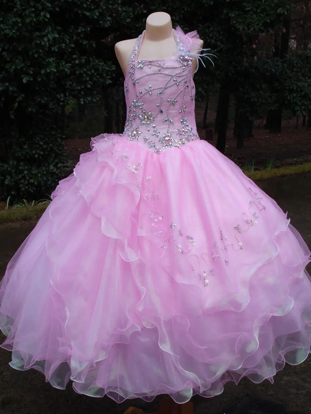 2013 Unique Fashion Pink Layered Skirt Sugar Pageant Dress Gown Custom