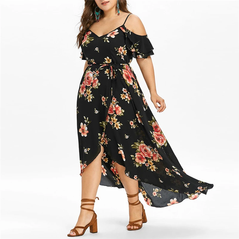Vestido verano 2018 женское Макси платье с коротким рукавом и открытыми плечами цветочный