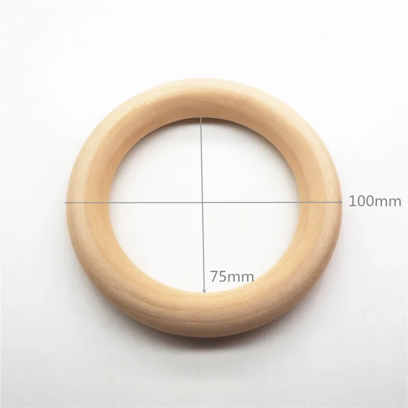 Chenkai 10pcs 100mm 4'' baby Wooden Teether Ring Nature Wooden Teething infant shower pacifier dummy chewing sensory 10cm toy
