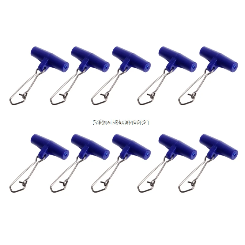 

10Pcs Fishing Sinker Slip Clips Plastic Head Swivel With Hook Snap Slide Swivels Fishing Lure Drop ship
