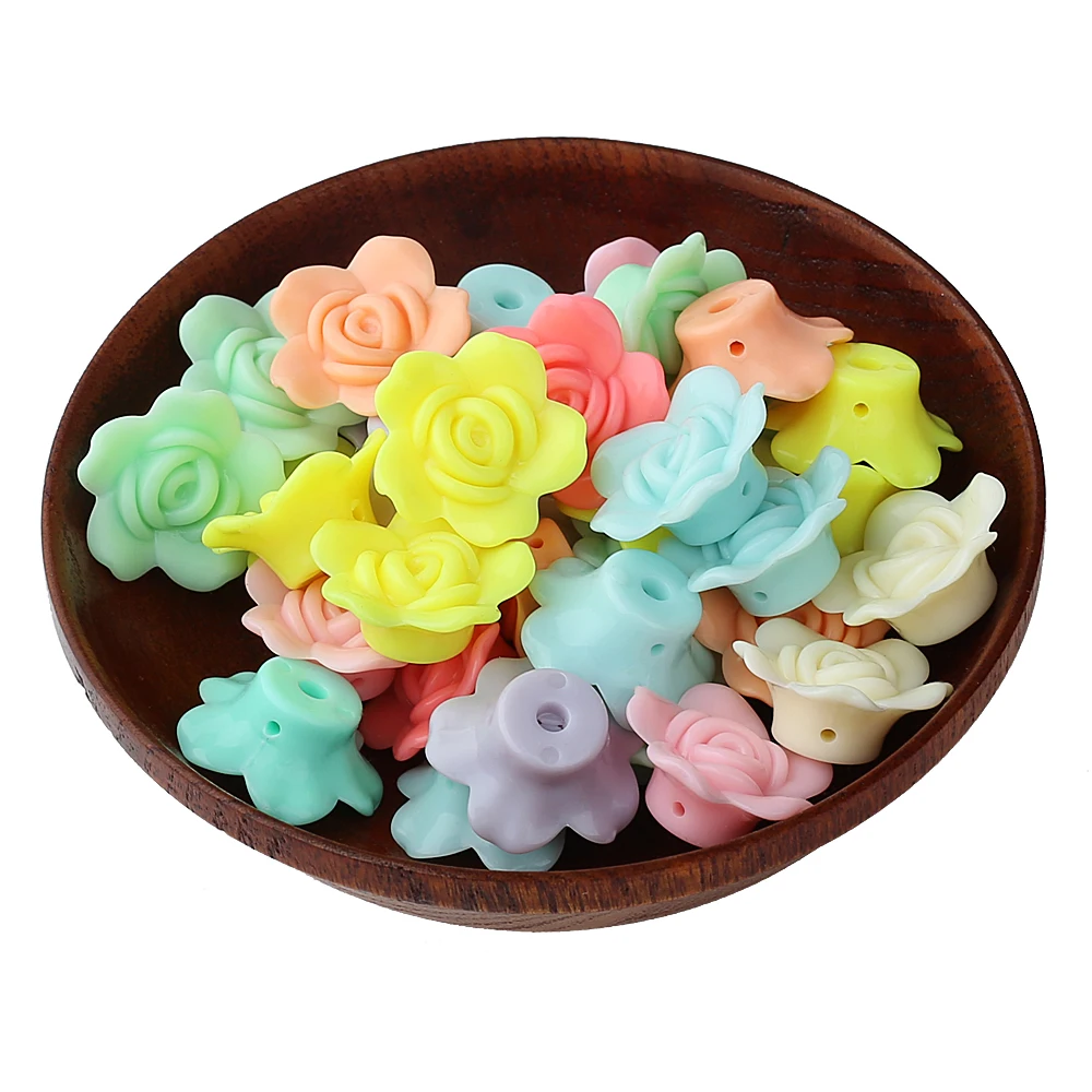

2018 New Arrival 12*24mm 20pcs Rose Beads Many Colors Beads Charm Acrylic DIY Loose Jewelry Rose Shape Beads For Jewelry Making