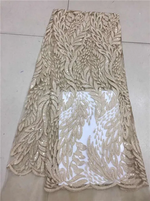 

2018 New French Nigerian sequins net lace,African tulle mesh lace fabric high quality for party wedding dress 5yards/lot White