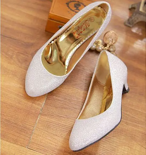 

Gold silver red pumps shoes womens TG1438 low heel round toe med low heel ladies party dress pump shoes slip on dance pumps