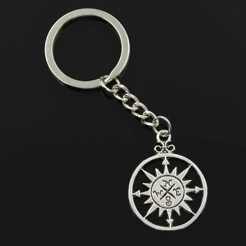 new fashion men 30mm keychain DIY metal holder chain vintage compass 36*27mm silver pendant Gift | Украшения и аксессуары