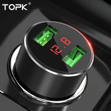 TOPK USB Автомобильное зарядное устройство Quick Charge 2,0 для iPhone X 8 7 Быстрая зарядка для мобильных телефонов для samsung S10 S9 Xiaomi Mi 9 huawei P30 Pro
