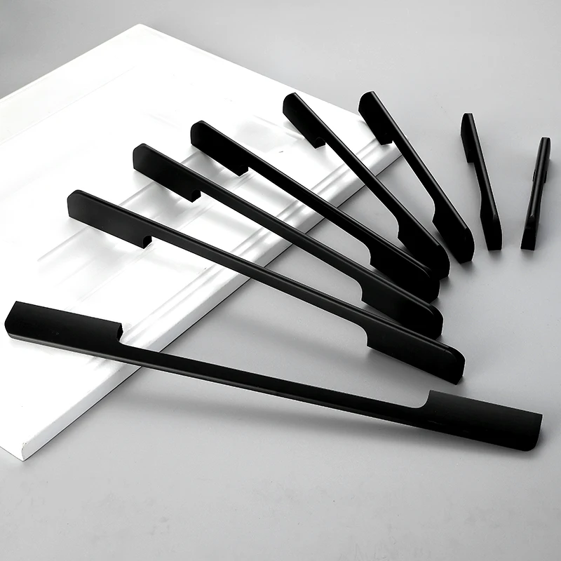Алюминиевая ручка для шкафа длинный твердый Ящик Тянет Шкаф Кухня ручки и ручки для мебели ручки и ручки