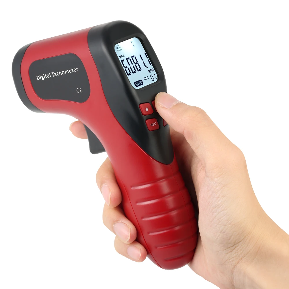 

Handheld LCD rpm meter Digital Photo Tachometer Laser Non-Contact Tach Range 2.5-99999RPM Motor Speed Meter +1pc Reflective Tape