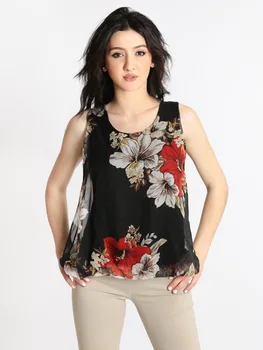 

Top with flower printing
