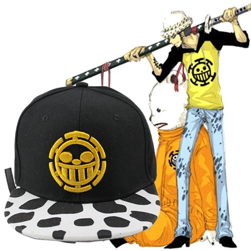 Cosplay&Ware [2]Lots Anime One Piece Hat Baseball Cap Law Hats Cosplay Caps Women Men Hip Hop Snapback Flat -Cosplay&Ware anime Shop