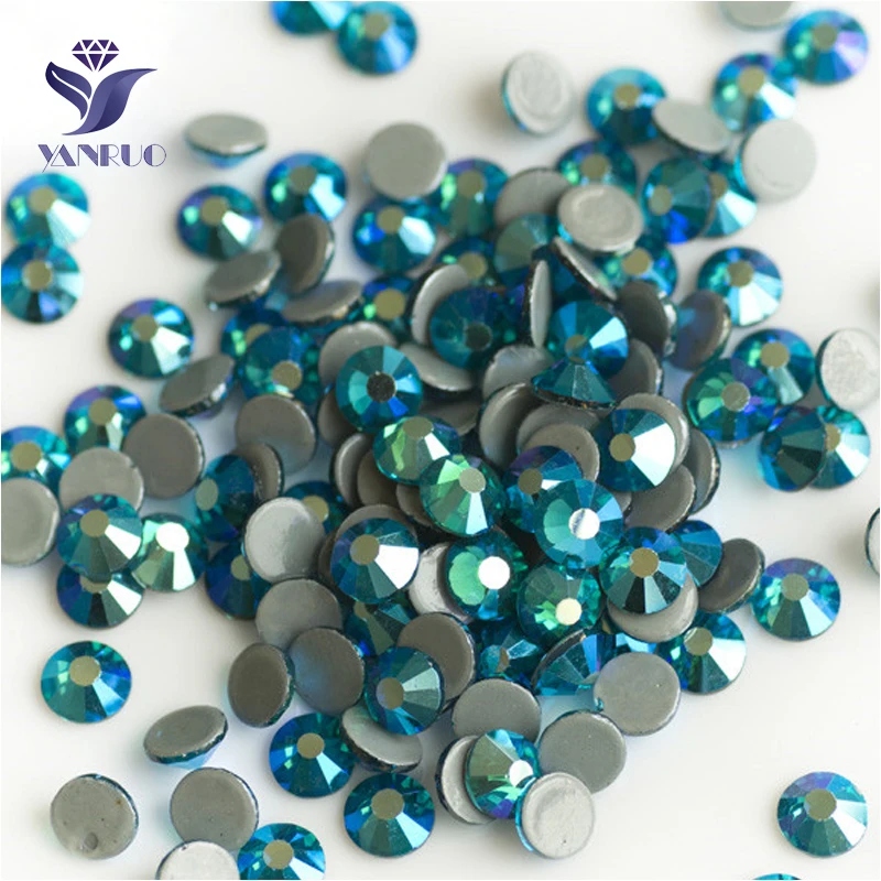 

YANRUO 2058HF All Sizes Blue Zircon AB Flatback Glass Hotfix Strass Crystal DIY Rhinestones For Jewelry Making