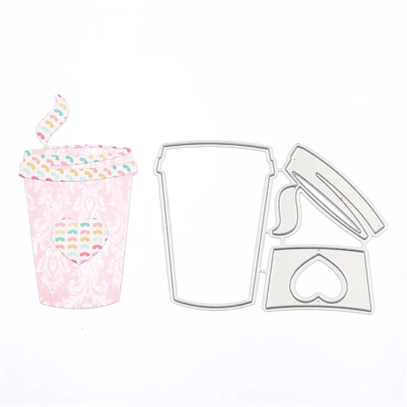 

Heart Coffee Cup Drinkware Metal Cutting Dies Stencil for DIY Scrapbooking Embossing Wedding Paper Cards Crafts Diecuts New 2018