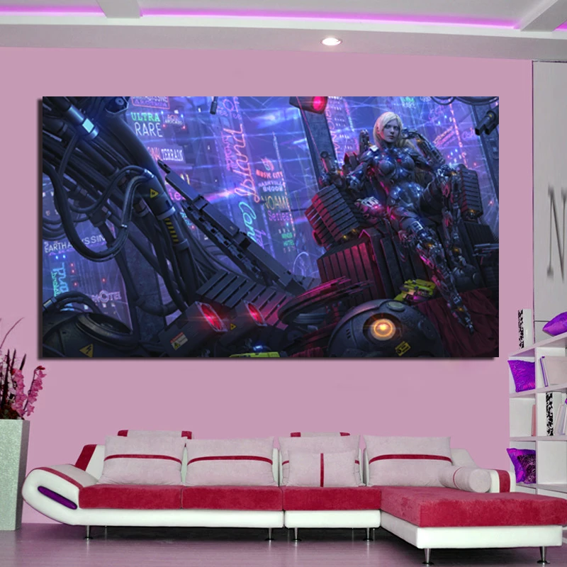 

Cyberpunk Girl PC Canvas Painting Prints Living Room Home Decor Artwork Modern Wall Art Oil Painting Posters Picture Accessories
