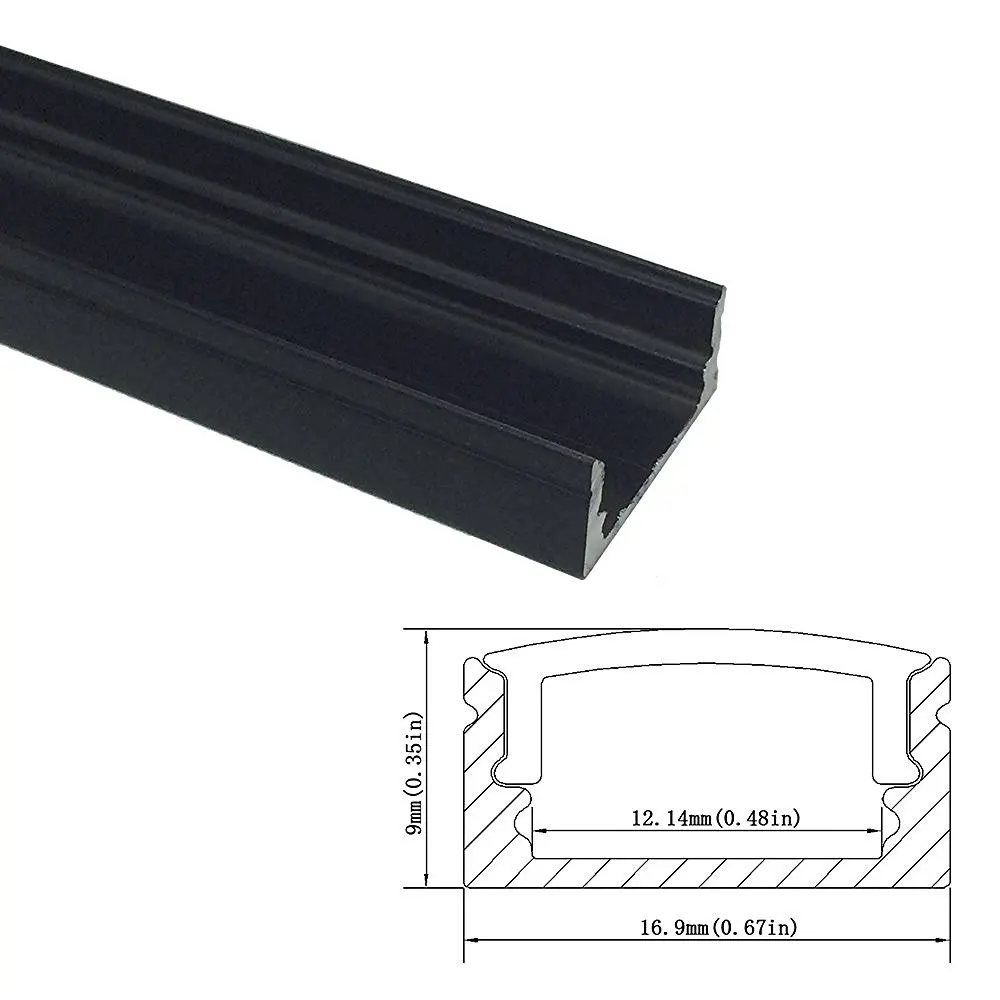 UnvarySam черный алюминиевый профиль для Светодиодный светильник 5 шт. 1 м 9x17 мм светодиодный алюминиевый экструзионный светильник