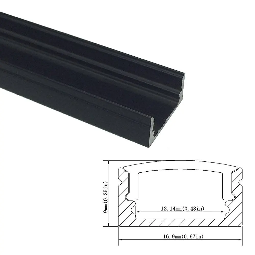 

UnvarySam Black Aluminum profile 1M 10pcs recessed aluminium led profile Clear Cover led strip lights for kitchen light channel