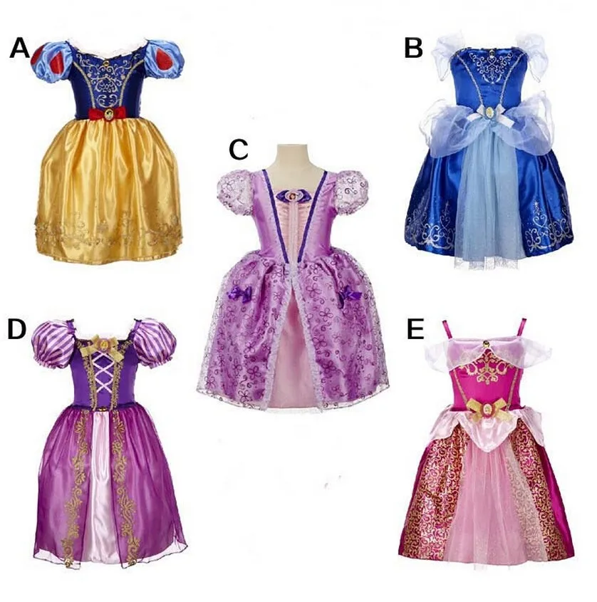Новые платья Золушки для девочек с изображением Моаны, Снежная принцесса, Рапунцель, Аврора, Детский костюм на Хэллоуин, K90