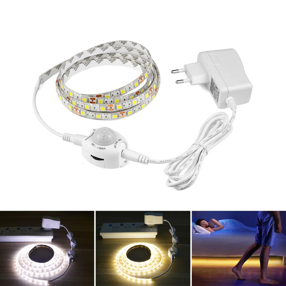 DC 12V PIR Motion Sensor LED Strip Night light SMD 5050 Flexible tape