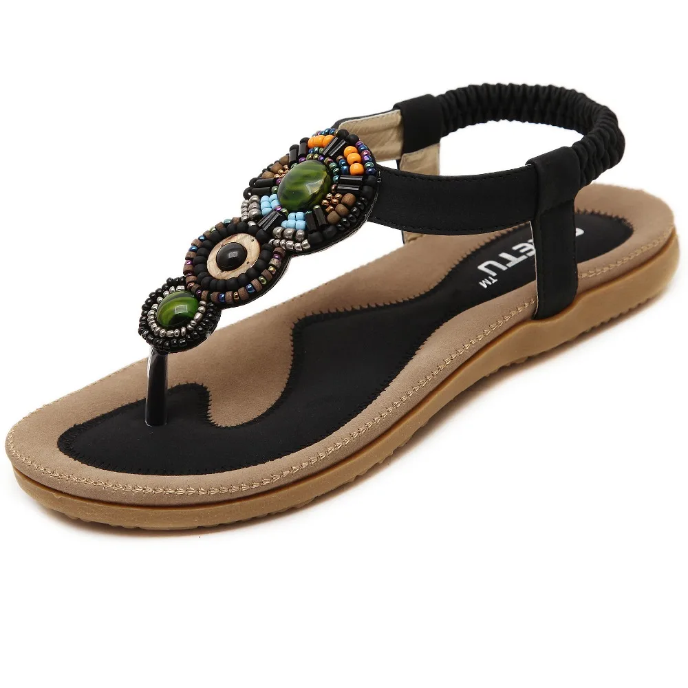 

2019 Women Shoes Comfort Sandals Summer Fashion precious stones Flip Flops High Quality Flat Sandals LEMAI Sandalias