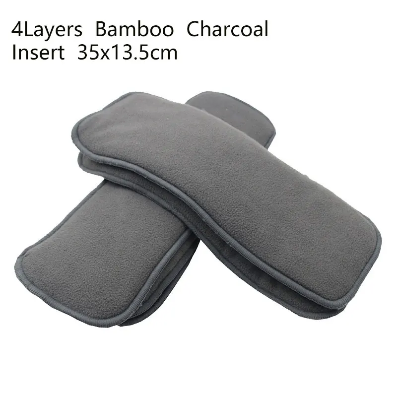 Herbabe 5 шт. детские подгузники многоразовые вставки для новорожденных бамбуковый уголь пеленки пеленания вкладыши детская Пеленка из моющейся ткани подгузники - Цвет: B-4Layers 5pcs Gray