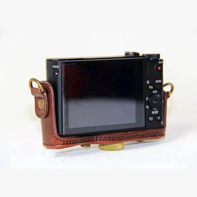 Кожаный чехол сумка для камеры SONY Cyber shot DSC HX90 WX500 с плечевым ремнем|Сумки