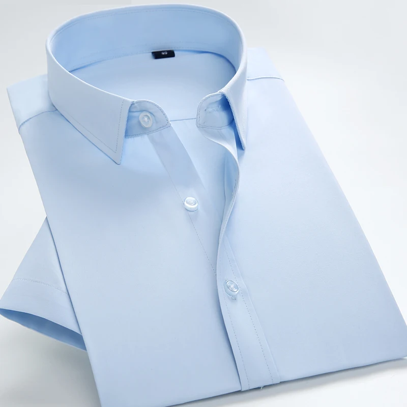 

Men's Summer Short Sleeve Solid Basic Dress Shirts Regular Fit Comfortable Soft Twill Work Office Formal Business Tops Shirt