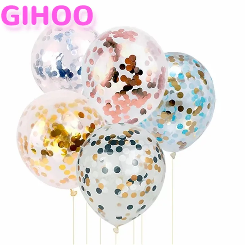 

12PCS Confetti Balloons 12 Inch Transparent Latex Balloons with Rose Gold Silver Confetti for Wedding Party Birthday Decorations