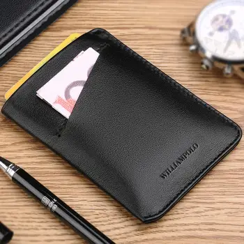 

WilliamPOLO New Mini Wallet Short Ultrathin Slim Credit Card Holder Genuine Leather Organizer Multi Card Case Purse Black Brown
