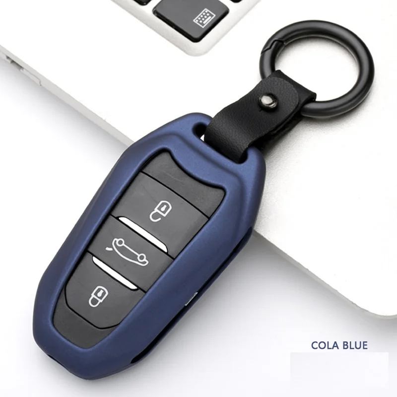 Автомобильный чехол из углеродного волокна для ключей, чехол без ключа для peugeot 208 308 508 3008 5008 для Citroen C4 Picasso DS3 DS4 DS5 DS6 - Название цвета: Blue