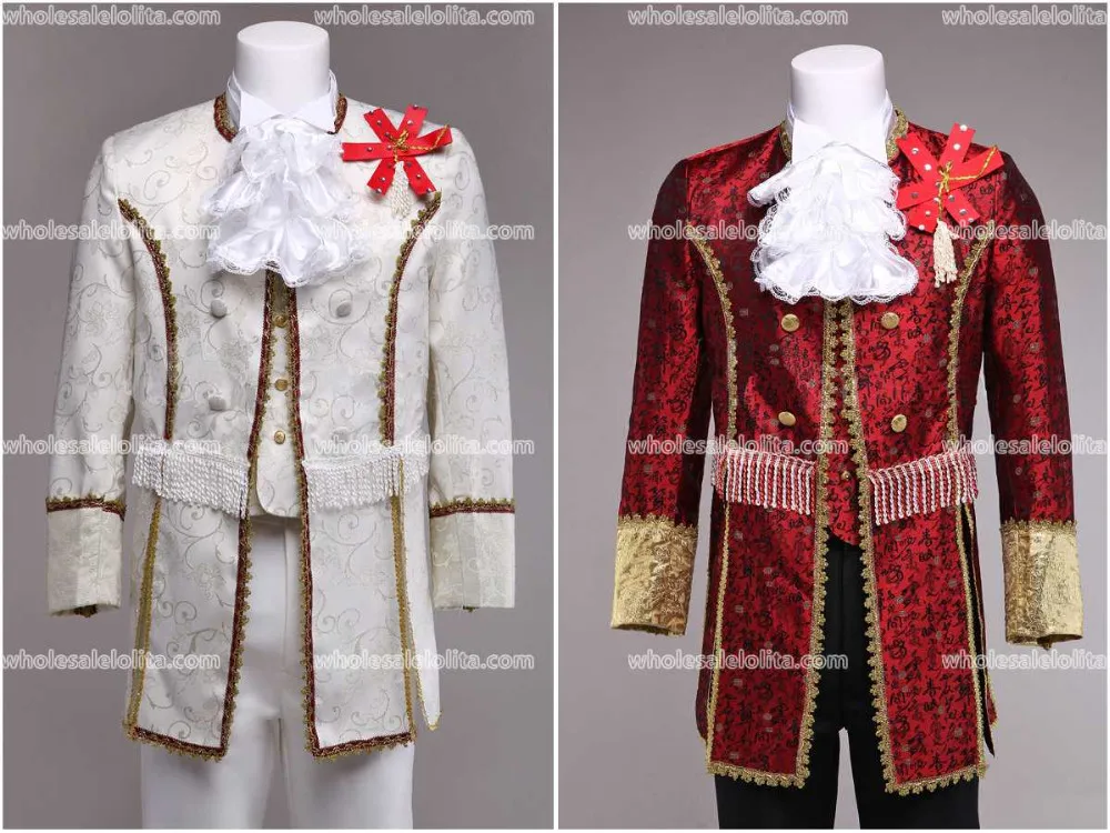 Customized Red/White Mens Palace Suit Prince Suits Medieval Mens Period Costume