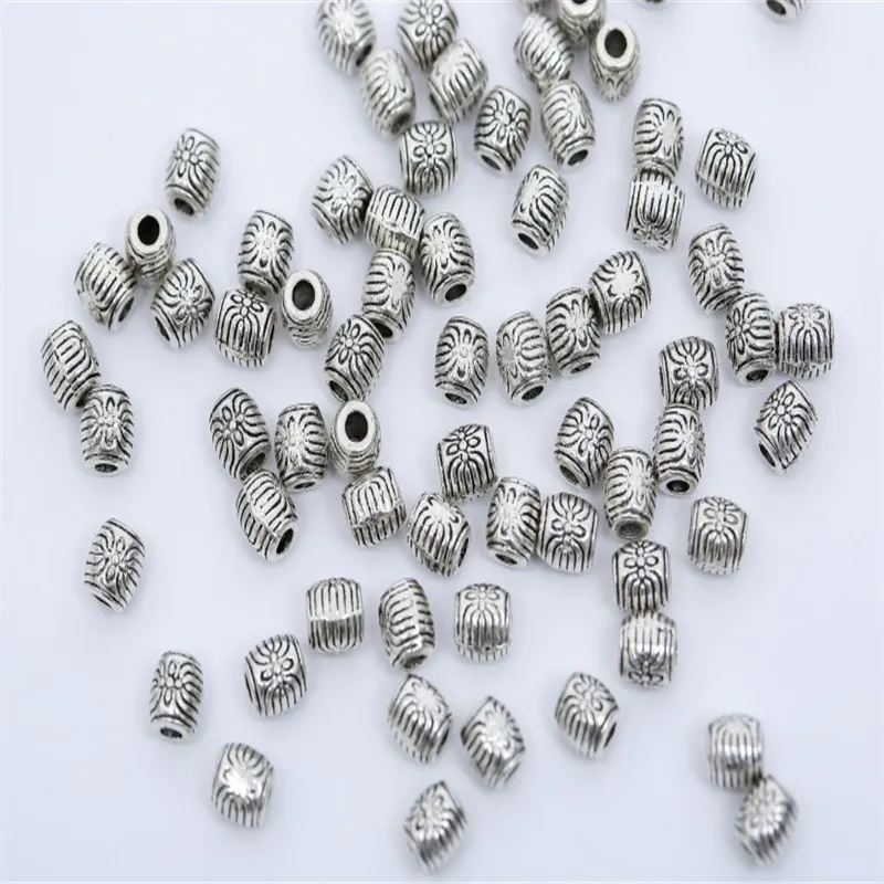 100Pcs-6mm x 5mm 27 стилей тибетская серебряная трубка металлические бусины Spacer Бусины для самостоятельного изготовления украшений трубки Подвески для изготовления ювелирных изделий 20/50/100 шт - Цвет: 100Pcs-6mm x 5mm