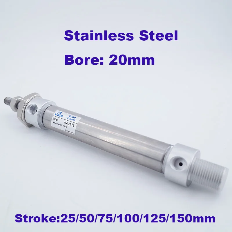 High quality small air cylinder stainless steel bore 20mm stroke MA20