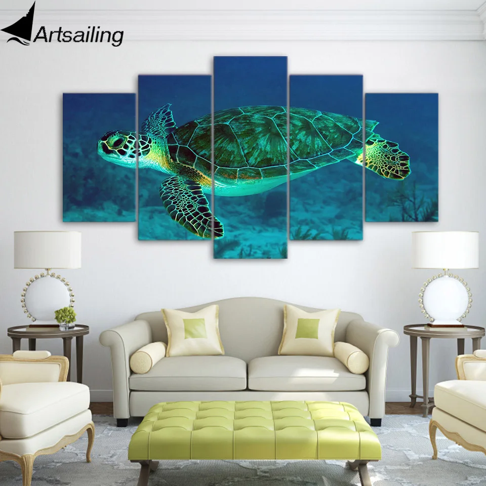 5 Piece Canvas Art HD Print Home Decor Sea turtle Paintings For Living